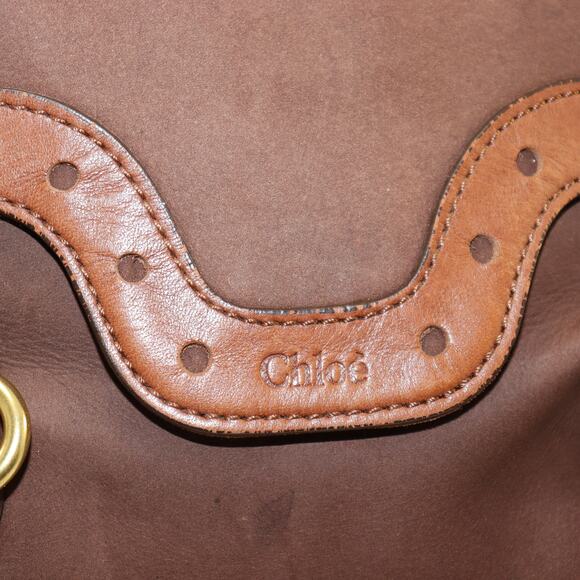 Chloé Brown Suede Saskia Tote Bag with Leather Trim and Brass Hardware - Picture 7 of 9